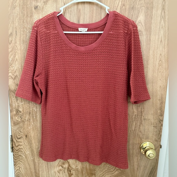 Pilcro Tops - Pilcro Anthropologie Short Sleeve Grid Textured Tee Shirt SZ XL